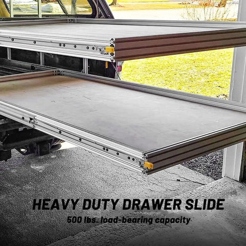 3 Fold Full Extension Drawer Slides With Lock 76mm Wide Side Mount Ball Bearing Rails Heavy Duty 500 Lb Load Capacity
