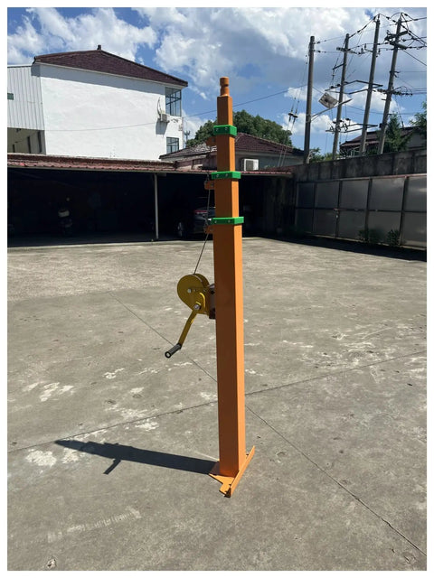 Heavy Duty 8M Telescopic Hand Winch Mast With Rock Solid Double Locking Rig For Led Lighting And Camera Poles in outdoor setting.