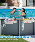Must-Have Two Pack Poolside Storage Baskets With Cup Holders For Above Ground Pools Beige Fits 3-Inch Top Rails