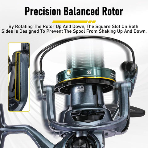 Ultra Smooth Drag Surf Spinning Reel For Big Game Saltwater And Offshore Fishing High Capacity 14000 Series with balanced rotor