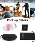 Unisex Sports Sunglasses For Men Women And Teens With UV400 Protection Wraparound Wide View One Piece Frame packing details