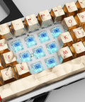 Crystal Blue Mechanical Keyboard Switch Kit, 54 Piece Set With 50 Crystal Blue Clicky Switches And 4 Kailh Experience Switches Including Bamboo White Pro Ink Melodic Navy Pro For Snappy, Responsive Clicky Feedback on backlit keyboard