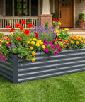 Heavy-Duty Galvanized Raised Garden Bed 6x3x2 Ft For Vegetables, Outdoor Metal Planter Box With Rust Resistant Panels, flowers