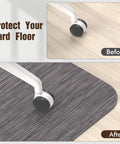 Anti Slip Office Chair Mat For Hardwood Floors 36 By 48 Inches showing before and after floor protection with chair wheels