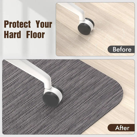 Anti Slip Office Chair Mat For Hardwood Floors 36 By 48 Inches showing before and after floor protection with chair wheels