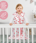 Baby in crib wearing 3-Pack Baby Sleep Sack 0-6 Months 100% Rayon Cotton Wearable Blanket With 2-Way Zipper Heart Pink Floral Design