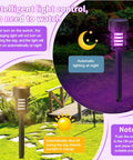 4 Pack Solar Bug Zapper For Outdoors With LED Lights Waterproof Grid Cylinder Mosquito Killer High Voltage Electric Zapper For Garden Patio Yard Black shown in garden.
