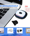 LED USB Rechargeable Beanie Light Kit 4 Pack charging via laptop USB port with detachable rubber piece