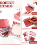 Nine Pack Aesthetic Sticky Notes Set Cute Pastel Self Stick Notepads for Quick Notes featuring red floral designs and smooth writing.