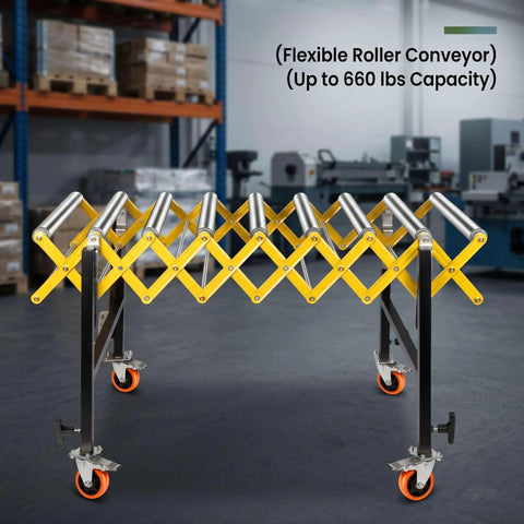 Heavy Duty Table Saw Outfeed Roller Conveyor Table With Adjustable Height Range From 30 To 50 Inches And Lockable Casters for easy handling