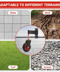6 Inch Heavy Duty Gate Wheel With 500 Lbs Capacity For Metal Tube And Wooden Gates 360 Degree Swivel Spring Loaded Gate Caster Wheels Dual Mount Options Straight And U Bolt For Easy Installation And Long Lasting Performance on different terrains such as slate, mud, turf, and gravel.