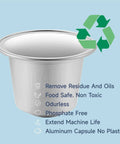 Cleaning Capsule Pods For Nespresso OriginalLine Machines 6 Pack Descaling Pods And Cleaning Solution To Remove Residue And Oils Keep Your Brew Fresh For Real Strong Flavor And Machine Running Smooth aluminum capsule with recycle icon