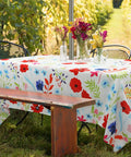 Outdoor Tablecloth With Umbrella Hole And Zipper No Fuss Install Weatherproof Polyester Patio Table Cover For Courtyards Terraces And Beachfront Decks 60 By 84 Inches