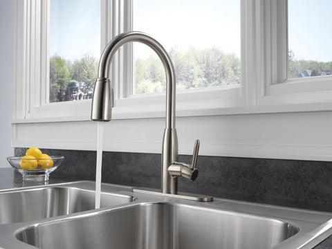 Apex Kitchen Integrated Pull Down Faucet With Single Handle Half Inch IPS Connection Water Efficient 1 GPM Flow ADA Compliant