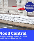 Heavy Duty Sand Bags With Tie Strings White 14x26 Inches 50 Lb Capacity Pack Of 100 UV Protected for flood control along building wall