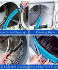 Using Universal Dryer Vent Cleaning Kit Attachment For Vacuum Hoses With Lint Brush in dryer drum and edges