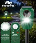 Solar Ultrasonic Deer Repellent With Motion Sensor And Led Flashing Lights For Outdoor Yard Garden And Lawn Keep Deer Cats Raccoons Coyotes And Dogs Away With Waterproof Weatherproof Design, green stake light