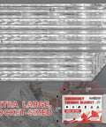 Extra Large 84 Inch By 63 Inch Thermal Mylar Emergency Blanket Kit laying flat with packaging detail shown.