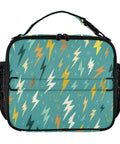 Lightning Bolt Insulated Lunch Bag For Kids And Adults Portable Cooler Tote With Shoulder Strap High Grade Polyester Thermal Retention Aluminum Lining Spacious Main Compartment And Side Mesh Pockets Ideal For School Office Travel front view
