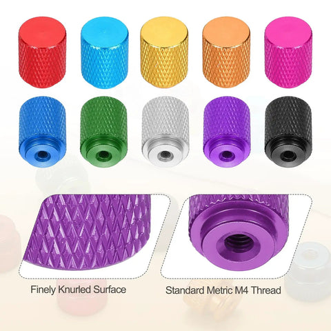 4 Pack Knurled Thumb Nuts M4 12mm OD 16mm Height 6061 Aluminum Anodized Alloy Hand Screws with purple and colored options