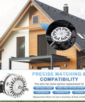 Direct Fit Attic Fan Motor Replacement 120V 1500 RPM For Attic Vents shown on modern house with precise matching