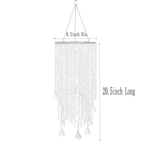 Two Tier Sparkling Iridescent Acrylic Beaded Hanging Chandelier Light Fixture For Weddings Prom Dance Floor Ready Decor Centerpieces And Party Decor W8.5 X H20