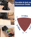 150 Piece Triangle Sanding Pads Set For Oscillating Multi Tool 3 Inch And One Eighth Hook And Loop Discs With 40 60 80 120 180 240 Grit