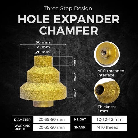 All In One Diamond Core Drill Bit Set With Diamond Brazed Step Bits 20mm 35mm 50mm Hole Expander Chamfer Pagoda Reamer