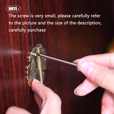Using gold finish tiny Phillips screw for cabinet hinge installation, part of Gold Finish 1200Pcs Tiny Phillips Flat Head Self Tapping Screws Set.