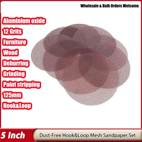 Kickstart Your Woodwork With These 5 Inch Mesh Sanding Discs, featuring aluminum oxide mesh sandpaper for aggressive grinding.