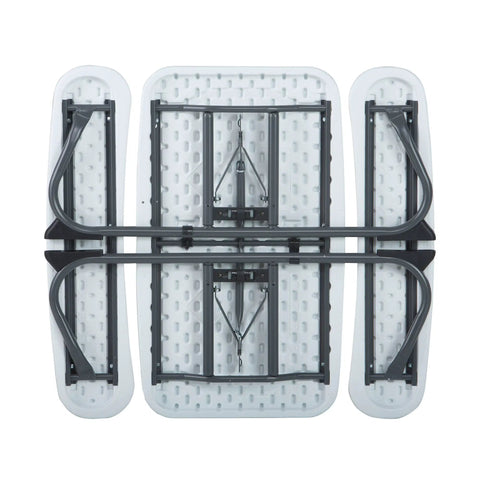 Underside view of Kids Picnic Table With One Hand Adjustable Squeeze Button Setup Folds Flat For Easy Transport Seats Four Kids