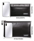 Fireproof Money Bag for Home and Office With Two Style Options Hanging Strap and Hook Loop Closures Includes 10.6 by 6.7 Inch and 5 by 8 Inch Small Fireproof Bags