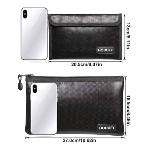 Fireproof Money Bag for Home and Office With Two Style Options Hanging Strap and Hook Loop Closures Includes 10.6 by 6.7 Inch and 5 by 8 Inch Small Fireproof Bags