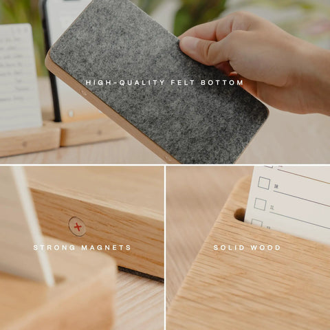 Modular Desk Organizer Tray Set In Solid Oak Wood With Felt Lining, featuring high-quality felt, strong magnets, customizable layout.