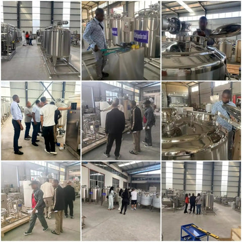 Industrial Grade Heavy Duty 500 Liter Milk Pasteurizer Machine With Plug And Play Temp Controls And Rugged Stainless Steel Build For Zero Hassle Dairy Operations, displayed in factory with multiple units.