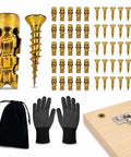 6 By 14 Mm Short Expansion Screw Set For Cabinet Hinges Repair Kit showing screws, anchors, gloves, and storage bag
