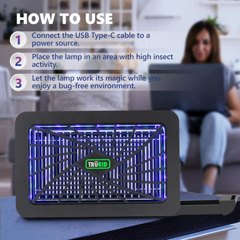 Powerful Indoor Bug Zapper With UV A LED That Kills Mosquitoes And Flies For Homes Offices And Patios, front view
