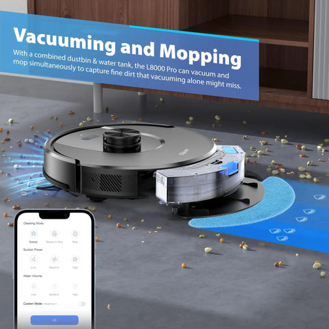 Beast Mode Vacuum And Mop Combo With 6000Pa Suction Auto Carpet Boost Smart LiDAR Navigation 150 Minute Runtime Great For Pet Hair