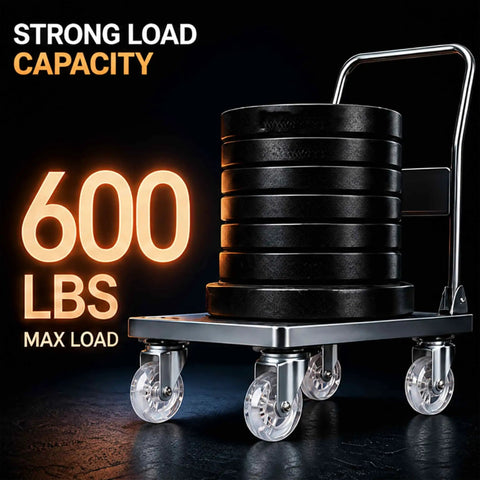 Transparent 3 Inch Caster Wheels Set Of 4 With Beefed Up Heavy Duty Steel Plate And Clear PU Tread, supports up to 600 lbs