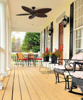 Palm Island 52 Inch Tropical Ceiling Fan With No Light For Indoor Outdoor Use, Wet Rated With 5 Palm Leaf Blades on porch
