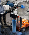HBKEEN 3-inch wet diamond core drill bit for concrete, blue core bit mounted on handheld drill with water cooling