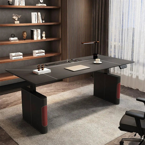 Zero Hassle Electric Standing Desk With Super Smooth One Touch Height Adjustment Heavy Duty Home Office PC Workstation featuring a sleek black finish.