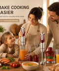 Kickass Immersion Hand Blender With Five Multifunction Attachments And Twelve Variable Speed Settings Whips Up Soups Purees And Smoothies Effortlessly in a kitchen scene.