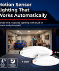 6 Inch Canless Recessed LED Wafer Light With Motion Sensor, Ultra Thin Ceiling Downlight, 5 CCT Adjustable, Occupancy Sensor, Auto On Off and Bi Level Modes, Perfect For Hallways, Closets, Bathrooms And Storage Areas in garage