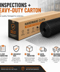 Built Like A Brick 1/2 Inch Hardware Cloth Tough As Nails Chicken Wire Fencing Roll For Yard Birds And Garden Protection 48 By 100 Feet 19 Gauge Steel Mesh Barrier in heavy-duty carton with mesh roll.