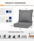 Fade Resistant Outdoor Chair Cushions Set Of 4, 24x24 Deep Seat Patio Cushions For Chairs And Sofas, Quick Drying Fabric dimensions.