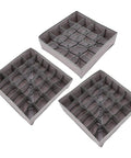 Foldable Oxford Fabric Closet Organizers For Socks And Underwear With Multi Compartments in three sizes for drawer organization.