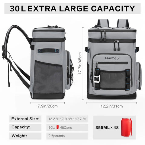 Large Waterproof Insulated Cooler Backpack for Men and Women, Leak Proof 30L Cooler Bag with extra large 48 can capacity