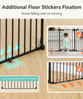 Extra Wide Baby And Dog Gate 80 Inch Adjustable Pet Safety Barrier For Angled Doorways Staircases Hallways 30 Tall with floor sticker fixation.