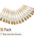 1 Inch Natural Bristle Paint Brush Set 16 Pack For Chip Painting Wood Stain And General Finishing Ergonomic Wooden Handle